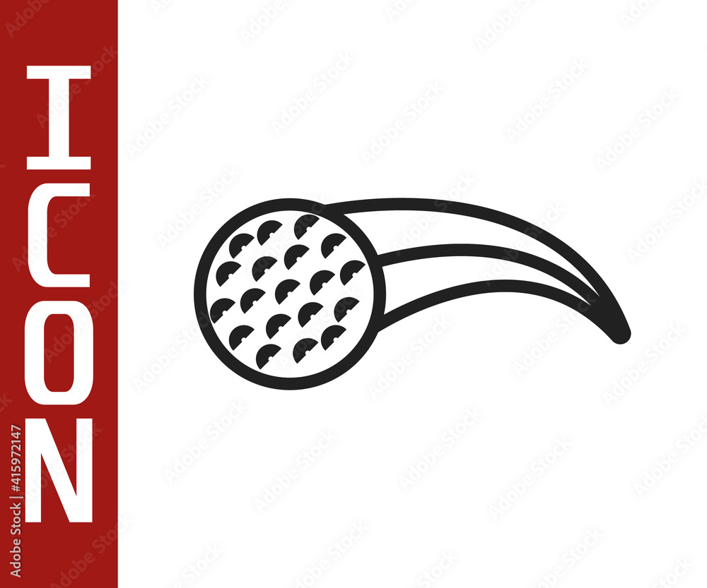 Black line Golf ball icon isolated on white background. Vector.