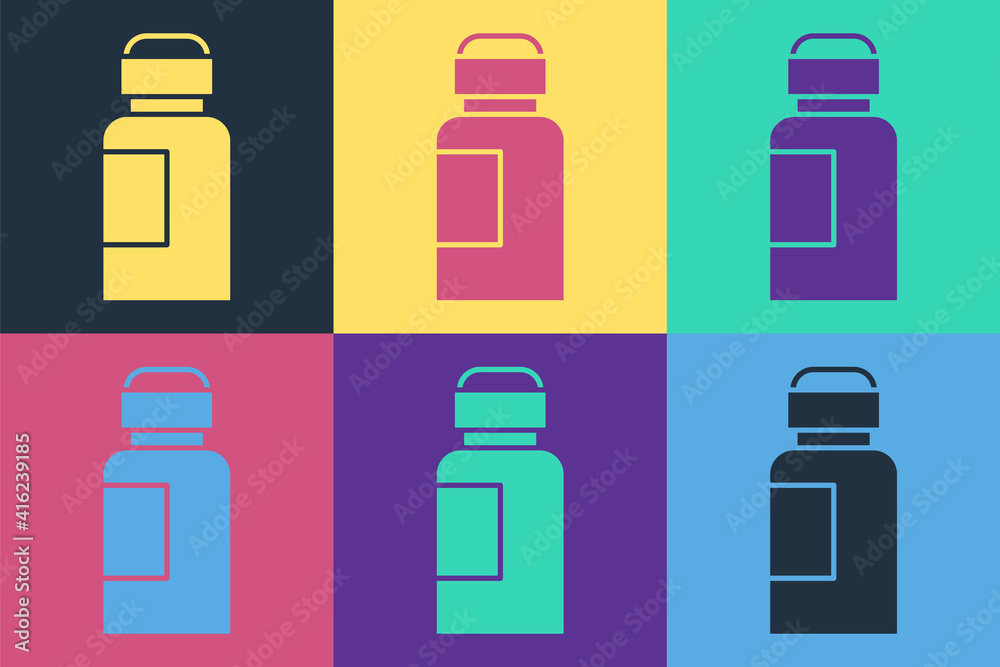 Pop art Paint, gouache, jar, dye icon isolated on color background. Vector.