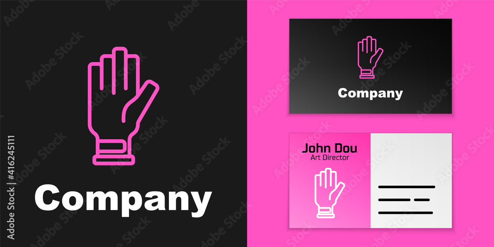 Pink line Golf glove icon isolated on black background. Sport equipment. Sports uniform. Logo design