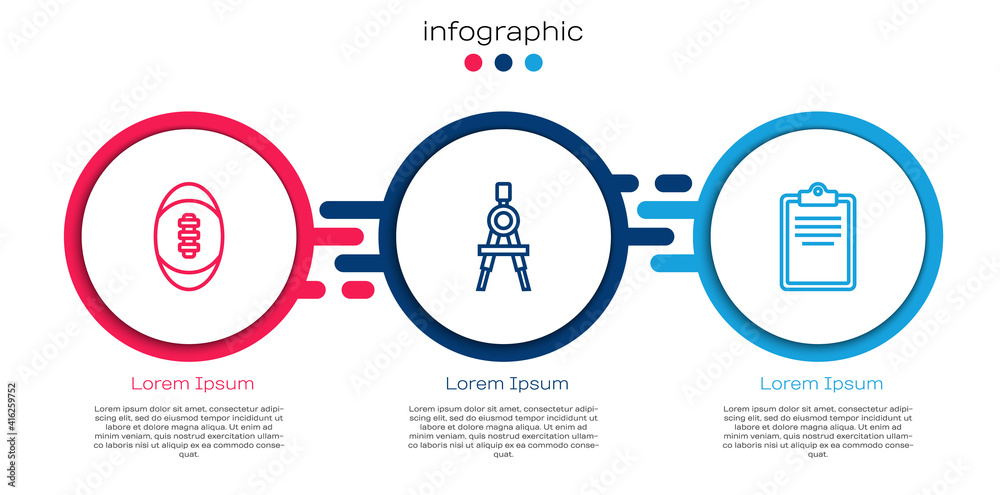设置美式足球路线，用检查表绘制指南针和剪贴板。商业信息图