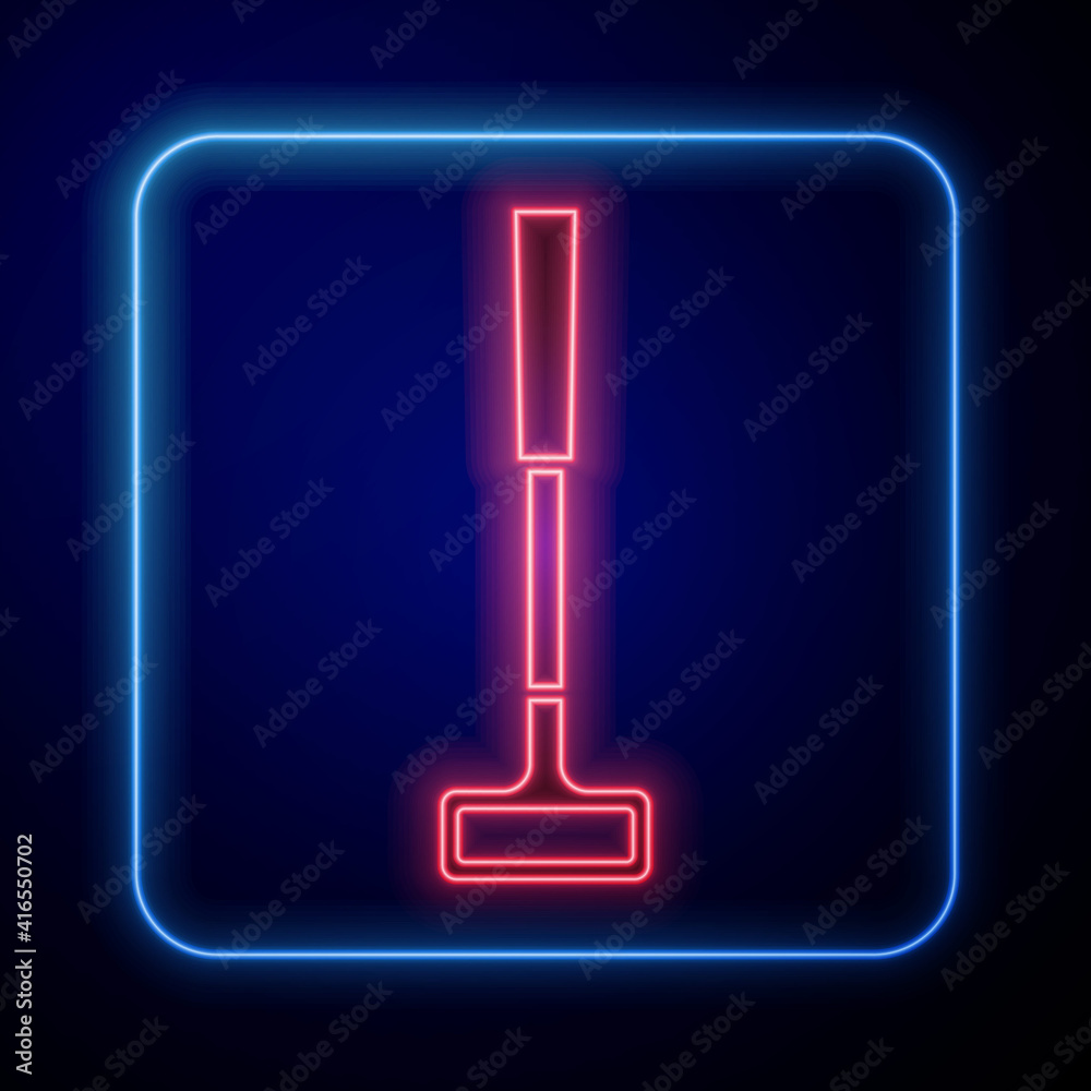 Glowing neon Golf club icon isolated on black background. Vector.