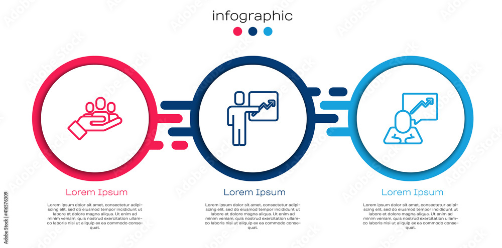 Set line Hand for search a people, Team leader and . Business infographic template. Vector.