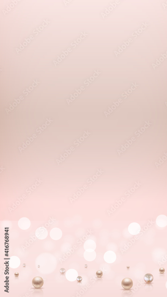 Glossy abstract rectangular background with realistic pearls. Vector Illustration