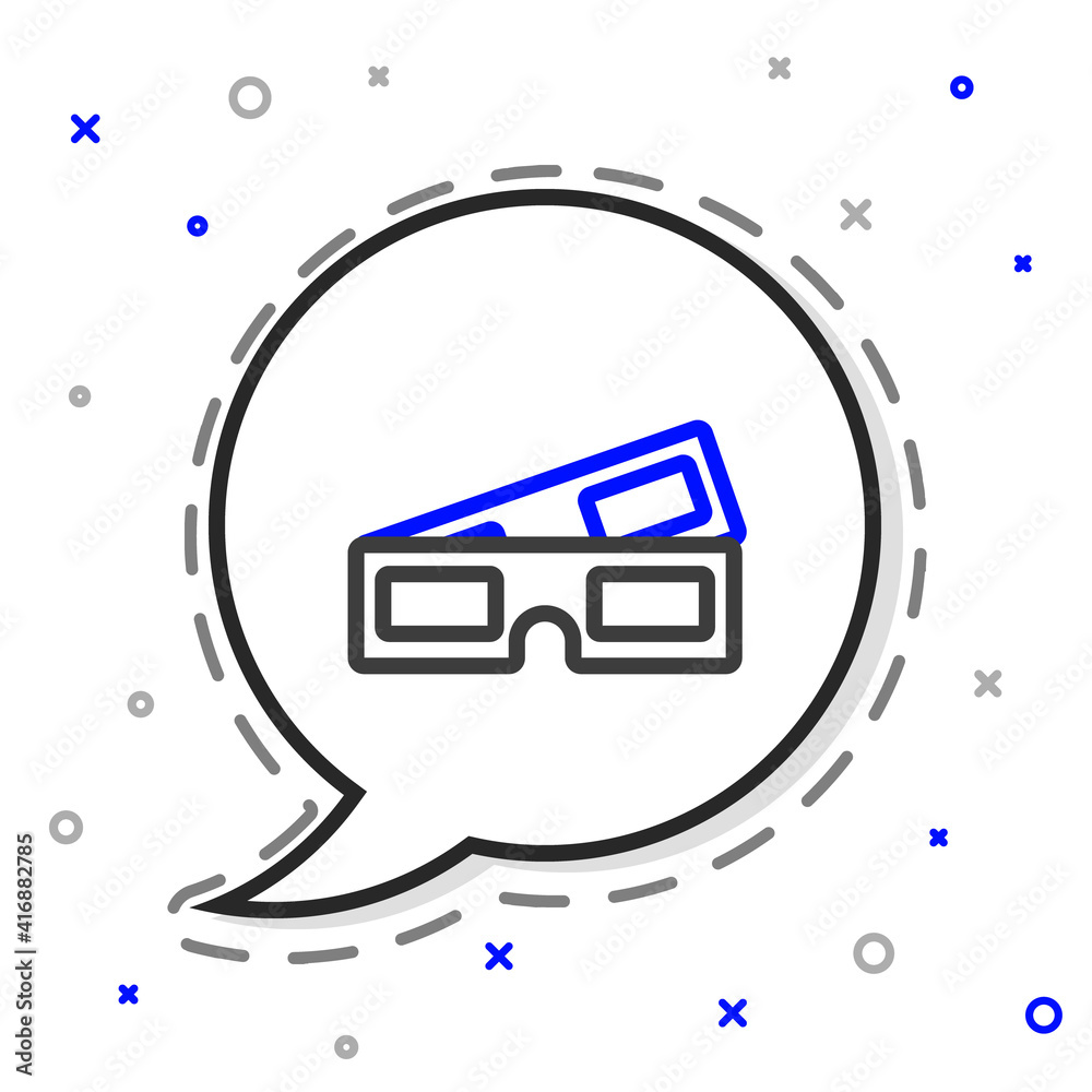 Line 3D cinema glasses icon isolated on white background. Colorful outline concept. Vector Illustrat