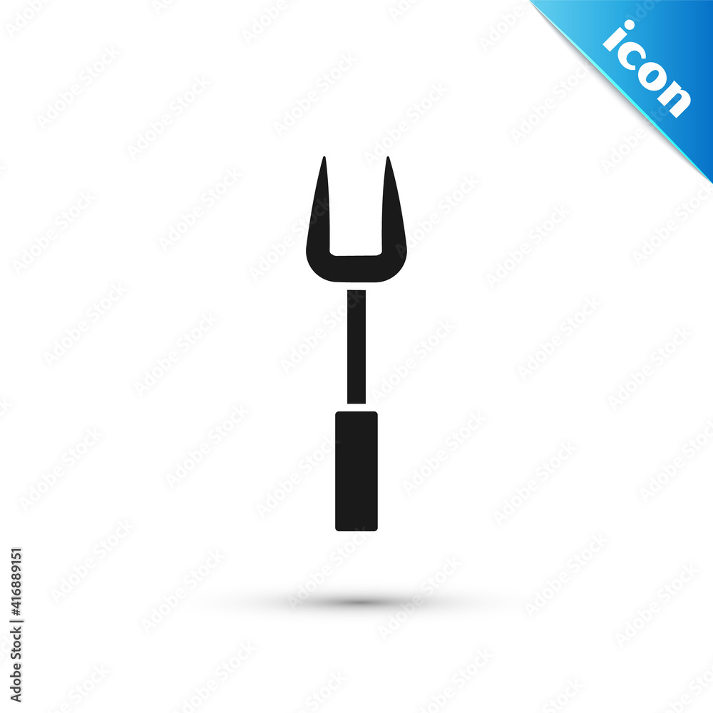 Grey Barbecue fork icon isolated on white background. BBQ fork sign. Barbecue and grill tool. Vector