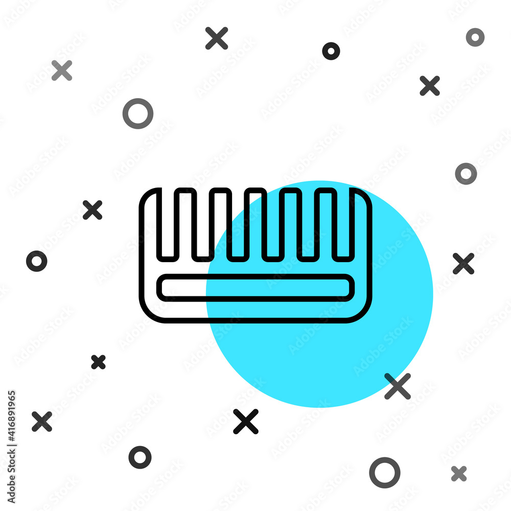 Black line Hairbrush icon isolated on white background. Comb hair sign. Barber symbol. Random dynami