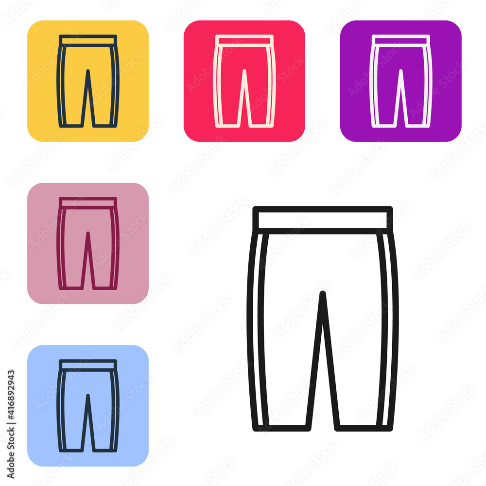 Black line Golf pants icon isolated on white background. Sport equipment. Sports uniform. Set icons 