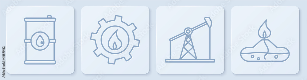 Set line Barrel oil, Oil pump or pump jack, Oil industrial factory building and Alcohol or spirit bu