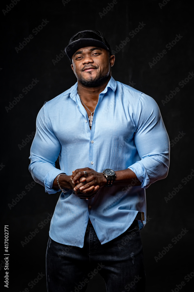 portrait of happy young afro american man