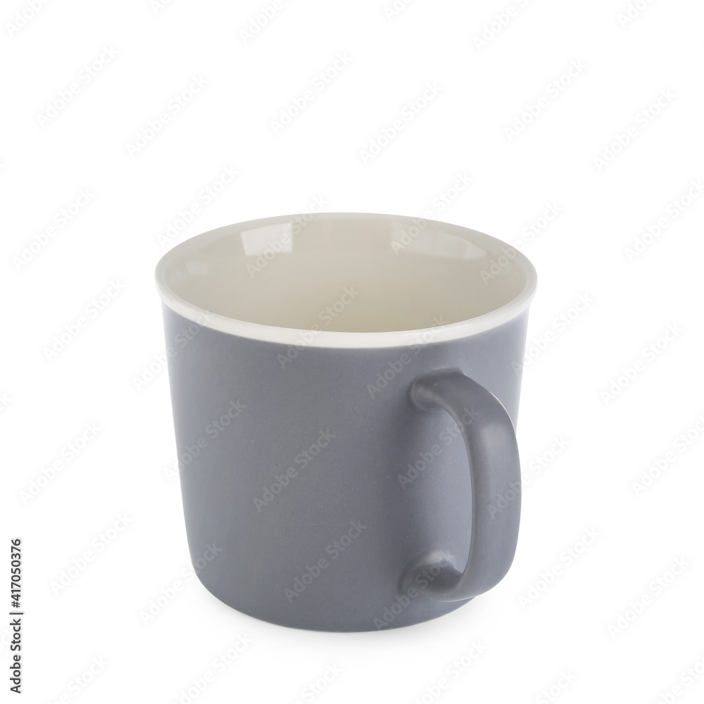 Empty cup on white background