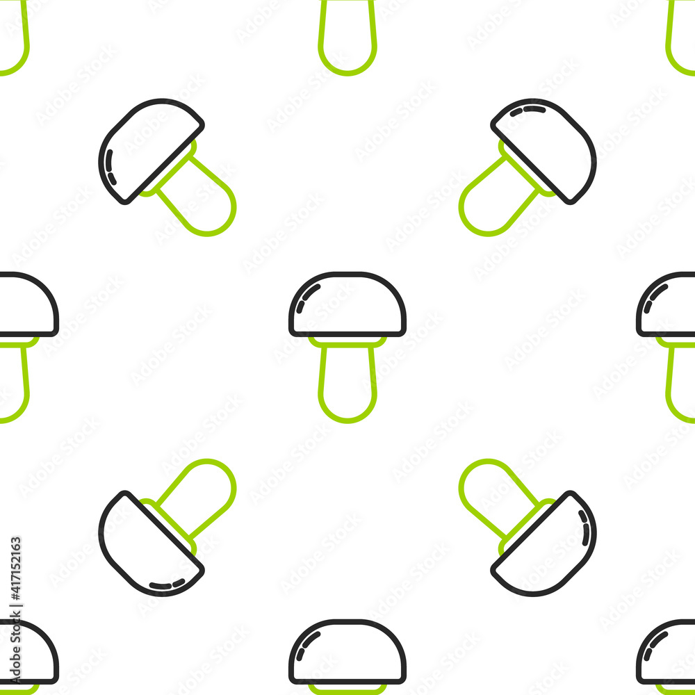 Line Mushroom icon isolated seamless pattern on white background. Vector Illustration.