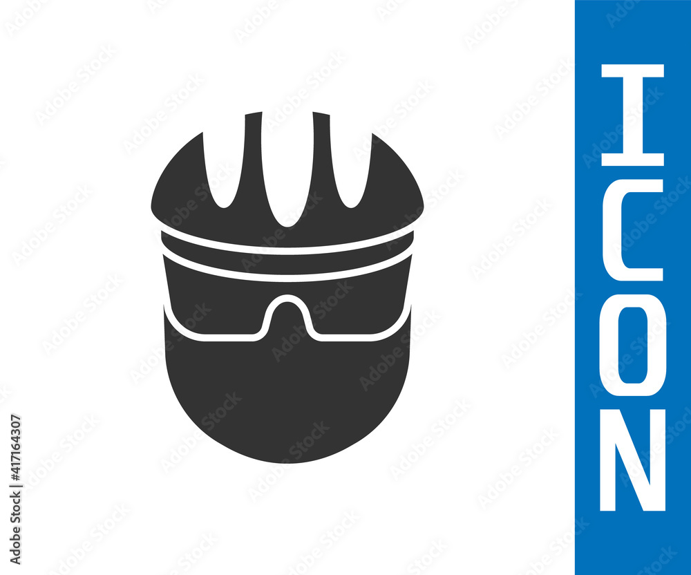 Grey Bicycle helmet icon isolated on white background. Extreme sport. Sport equipment. Vector.