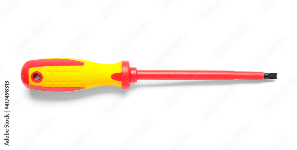 New screwdriver on white background