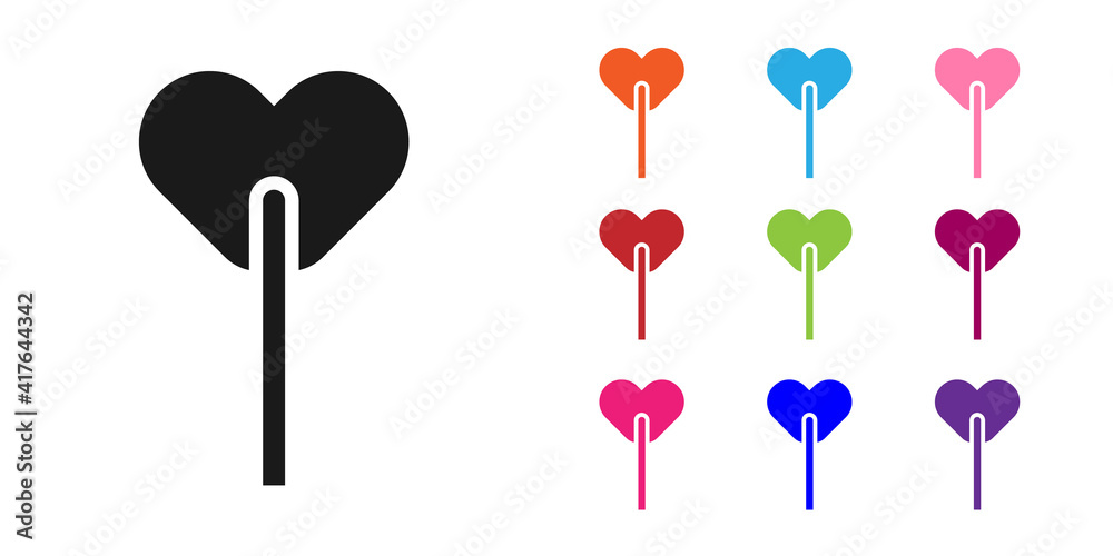 Black Lollipop icon isolated on white background. Food, delicious symbol. Set icons colorful. Vector