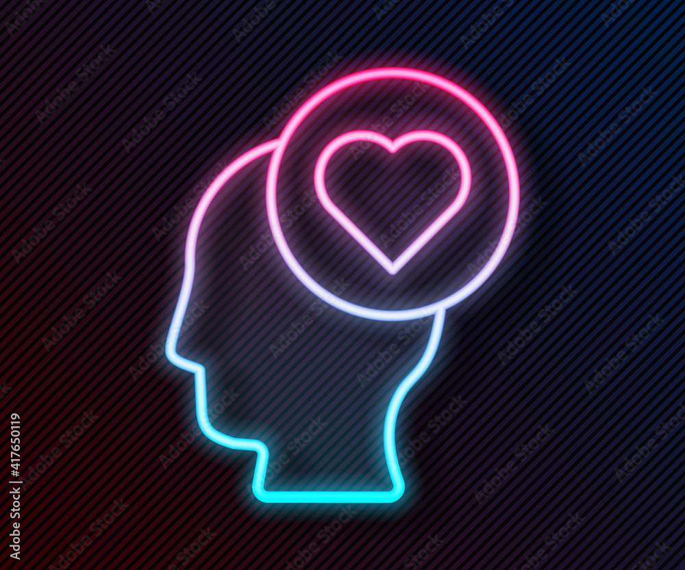 Glowing neon line Broken heart or divorce icon isolated on black background. Love symbol. Valentines