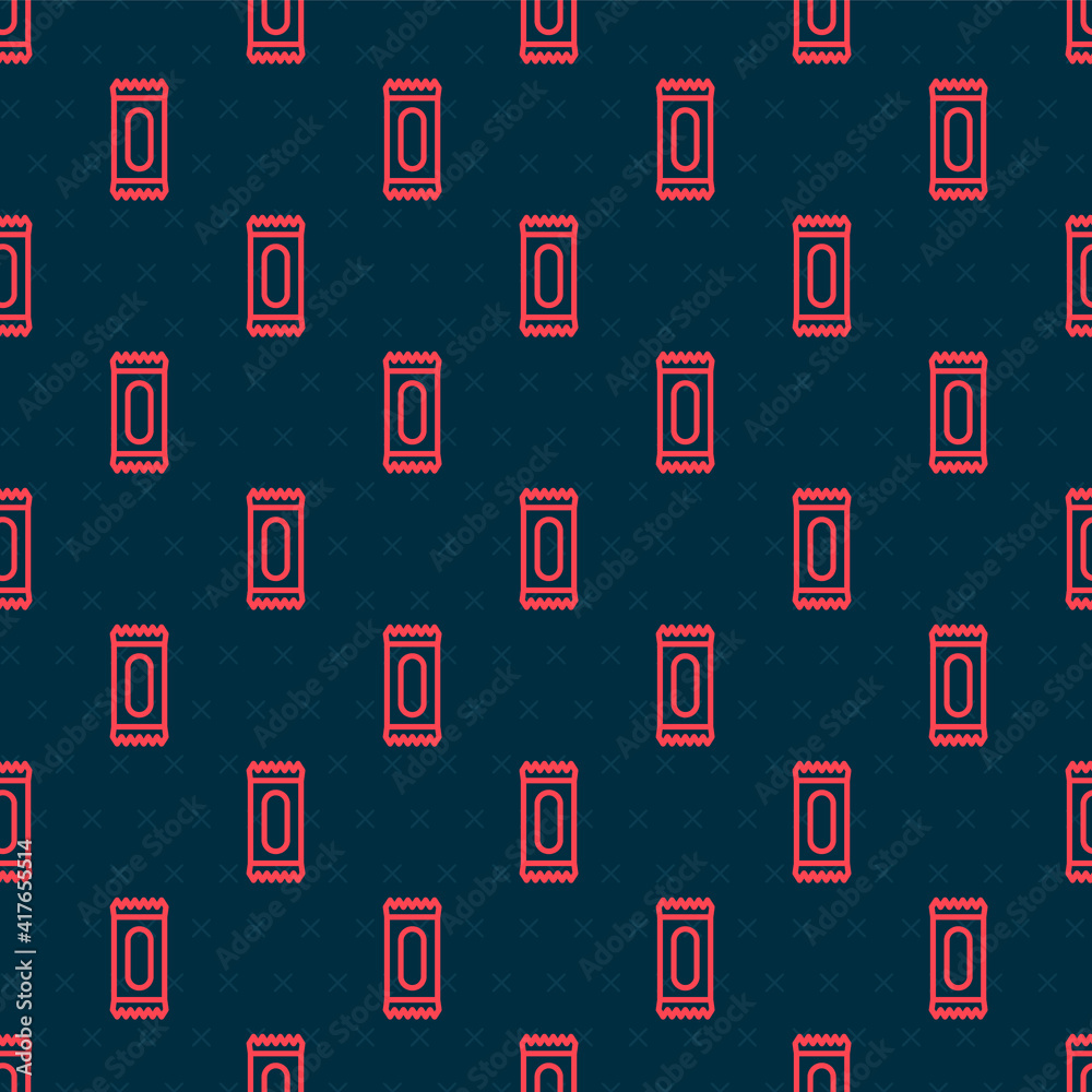 Red line Candy icon isolated seamless pattern on black background. Vector.