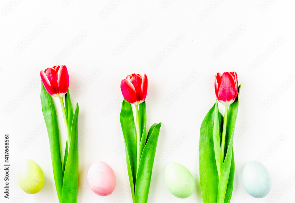 Easter concept on white background top view mockup