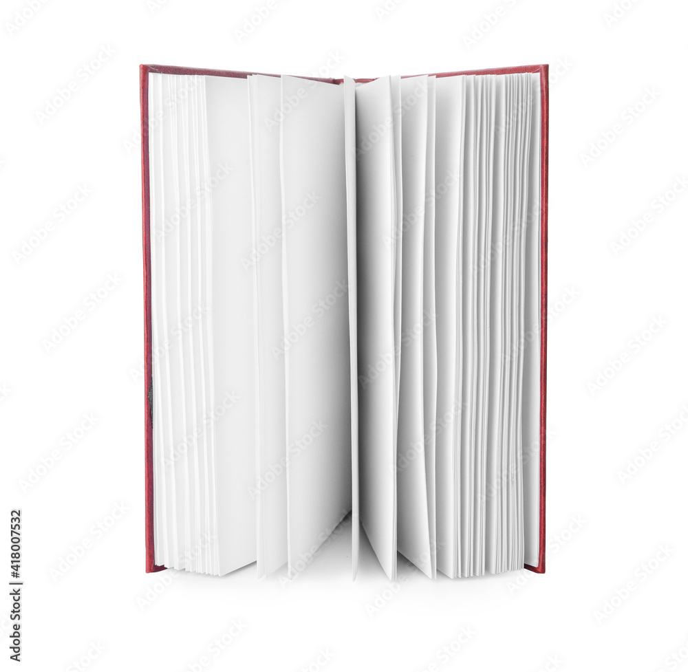 Open book on white background