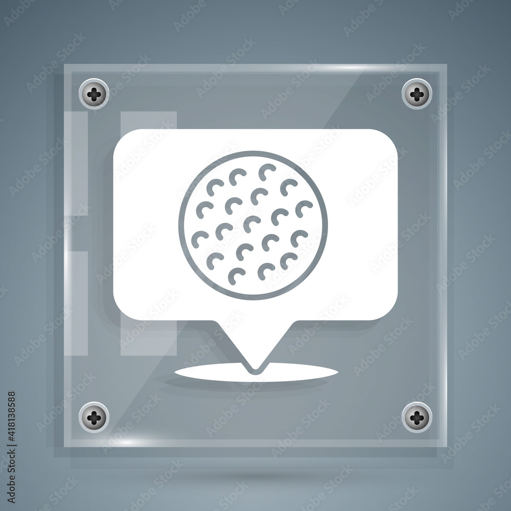 White Golf label icon isolated on grey background. Square glass panels. Vector.