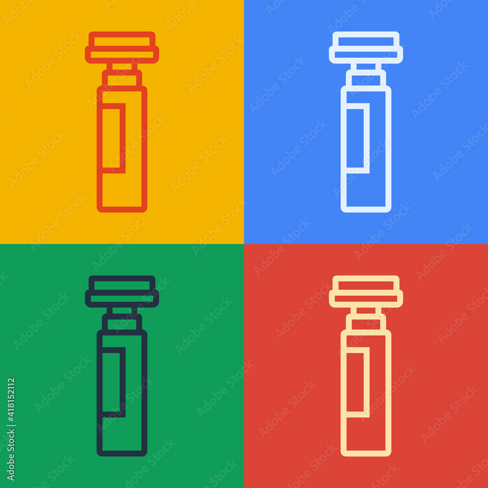 Pop art line Marker pen icon isolated on color background. Vector.