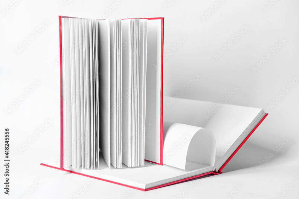 Blank books on white background