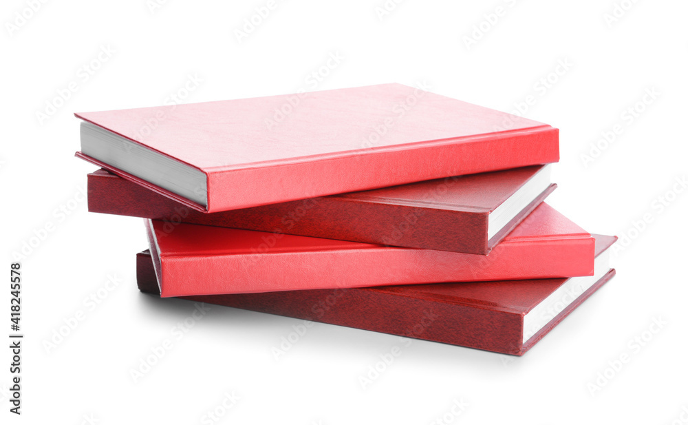 Blank books on white background