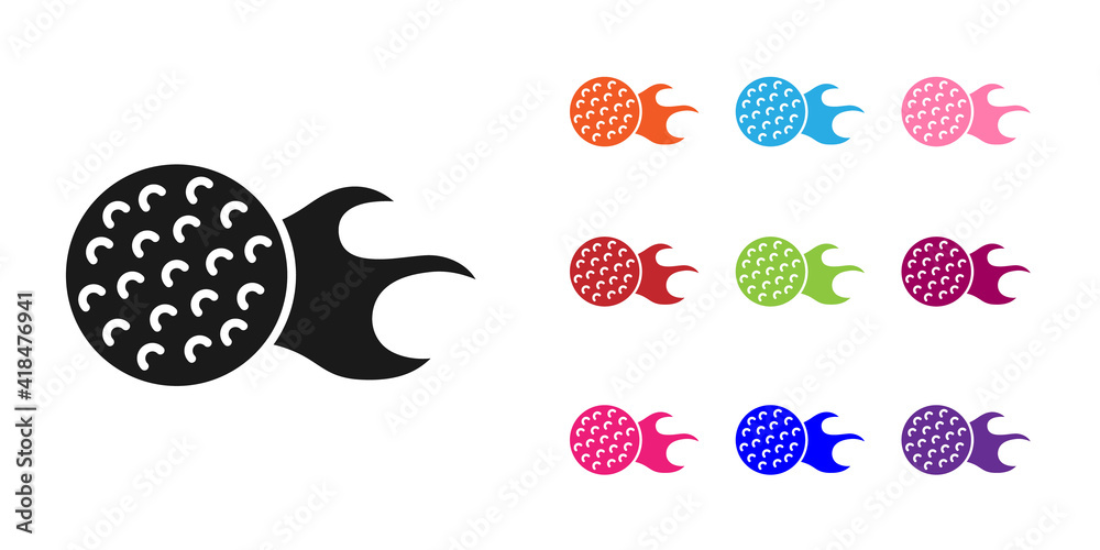 Black Golf ball icon isolated on white background. Set icons colorful. Vector.