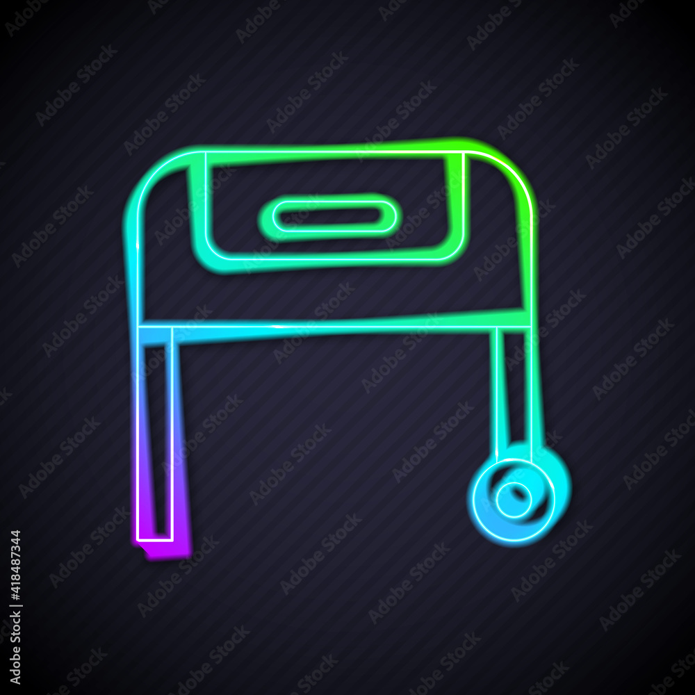 Glowing neon line Barbecue grill icon isolated on black background. BBQ grill party. Vector.