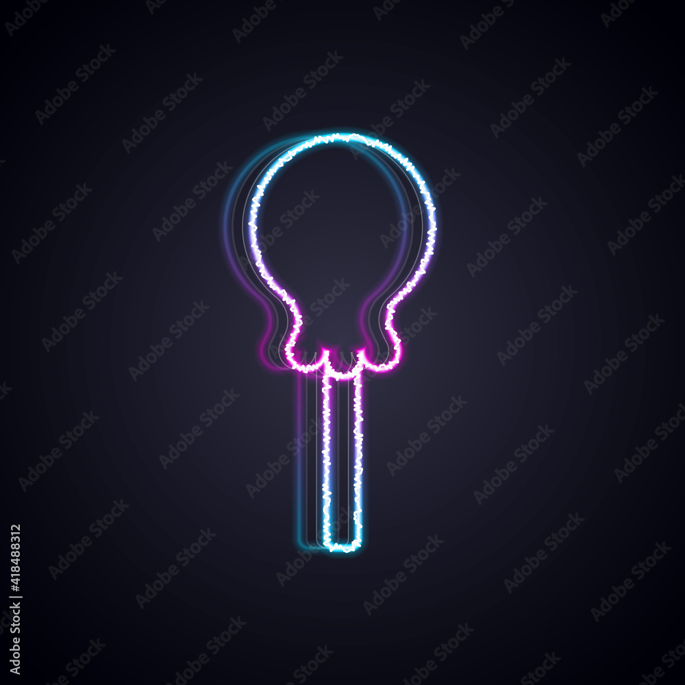 Glowing neon line Lollipop icon isolated on black background. Food, delicious symbol. Vector.