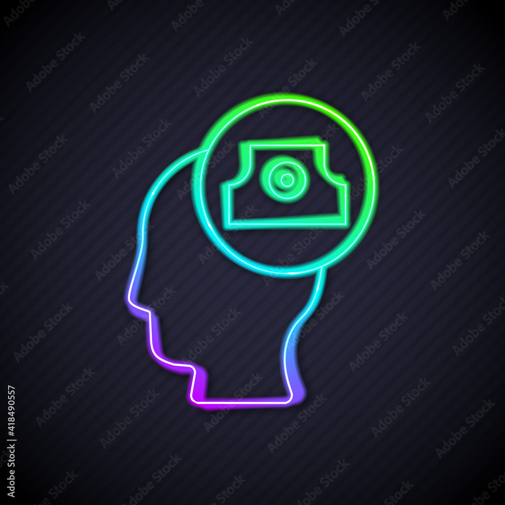 Glowing neon line Spray can nozzle cap icon isolated on black background. Vector.