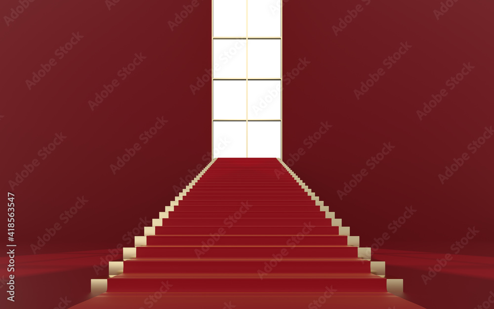 Large steps in the luxury palace, 3d rendering.