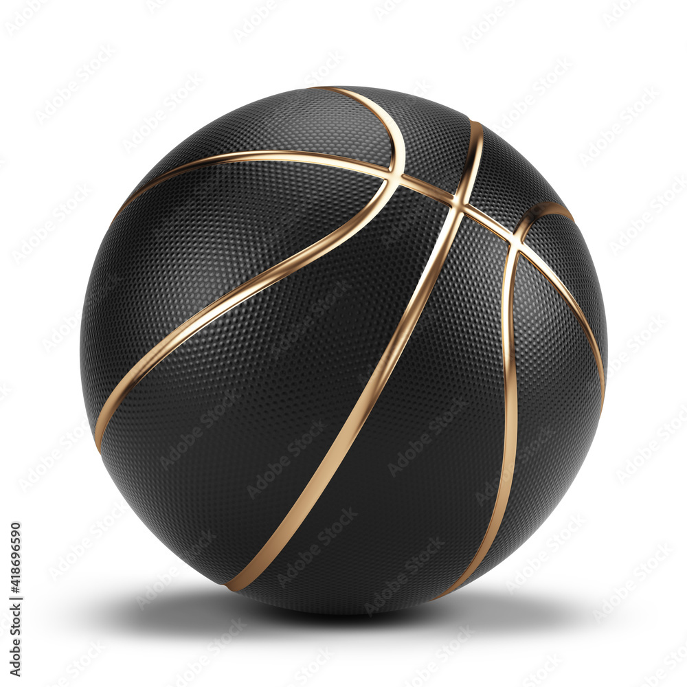 Black and gold Basketball ball isolated on white - 3d rendering