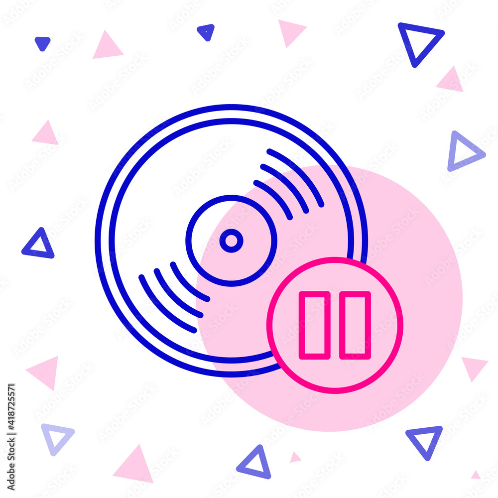 Line Vinyl disk icon isolated on white background. Colorful outline concept. Vector Illustration.