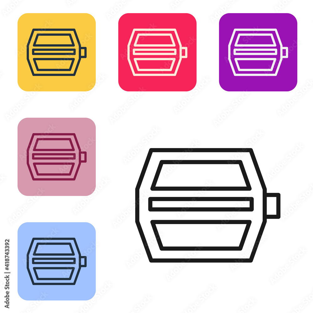 Black line Bicycle pedal icon isolated on white background. Set icons in color square buttons. Vecto