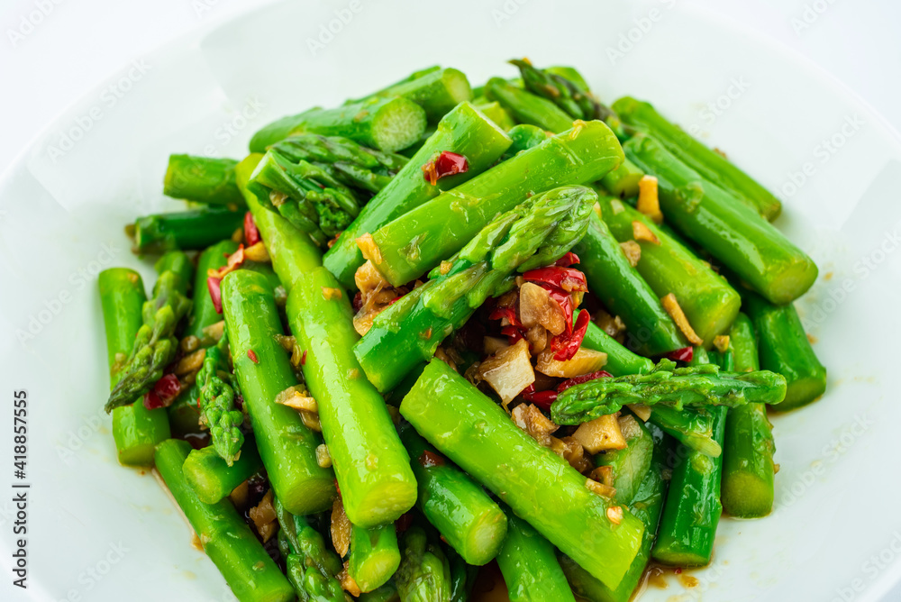 One dish of fried asparagus