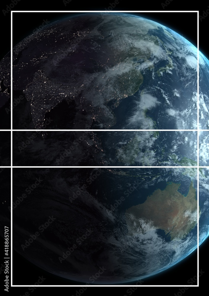 在地球上有复制空间的白线和框架