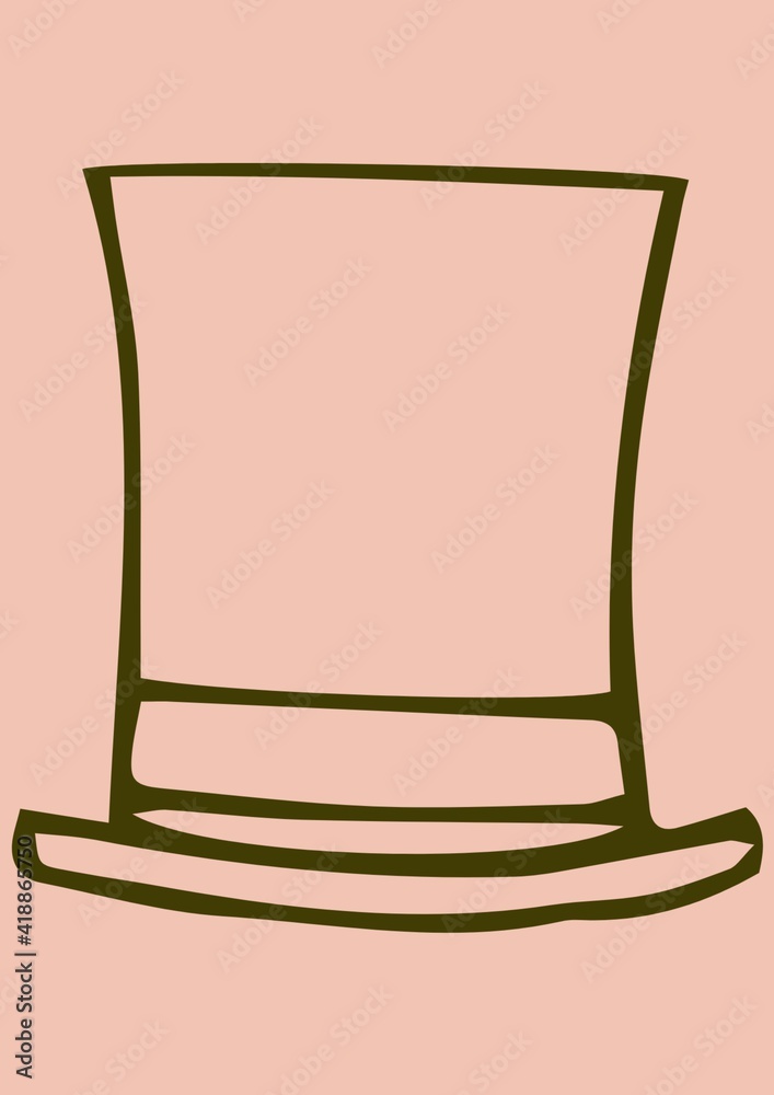 Outline of old fashioned hat with copy space on pink background