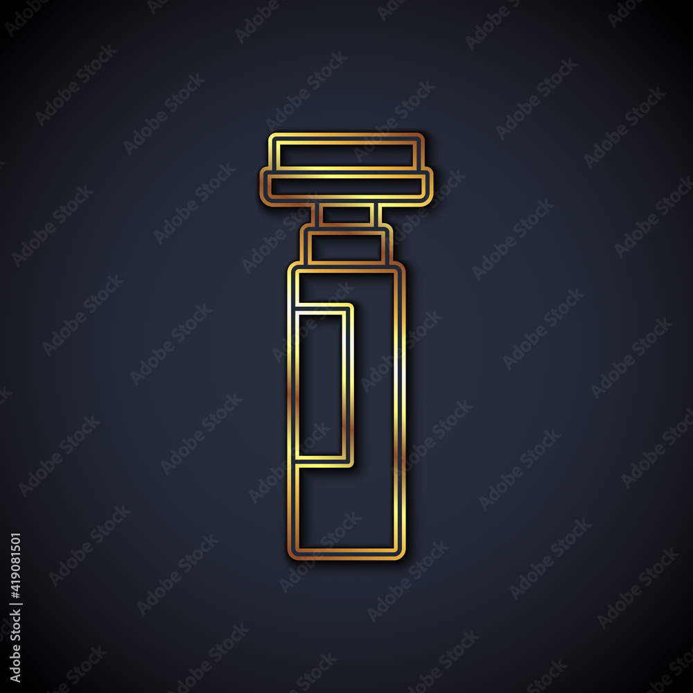 Gold line Marker pen icon isolated on black background. Vector.