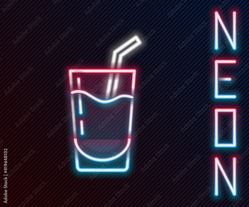 Glowing neon line Cocktail and alcohol drink icon isolated on black background. Colorful outline con