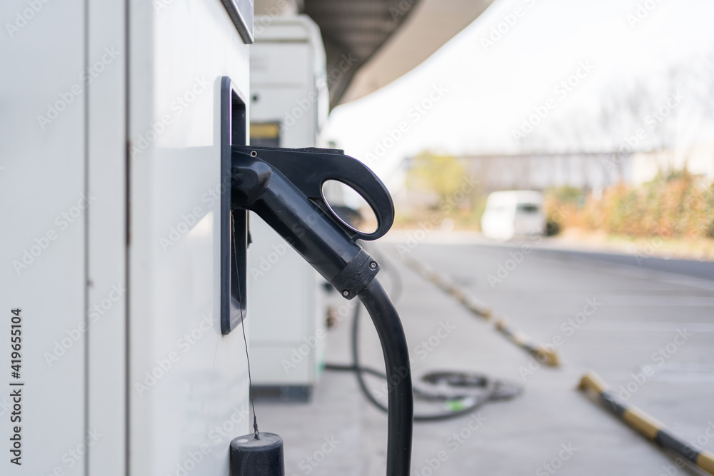 electric car charging in the statio