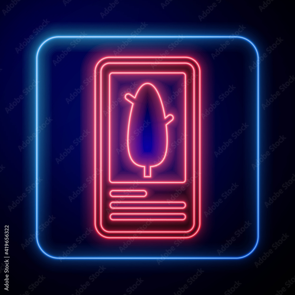 Glowing neon Tarot cards icon isolated on black background. Magic occult set of tarot cards. Vector.