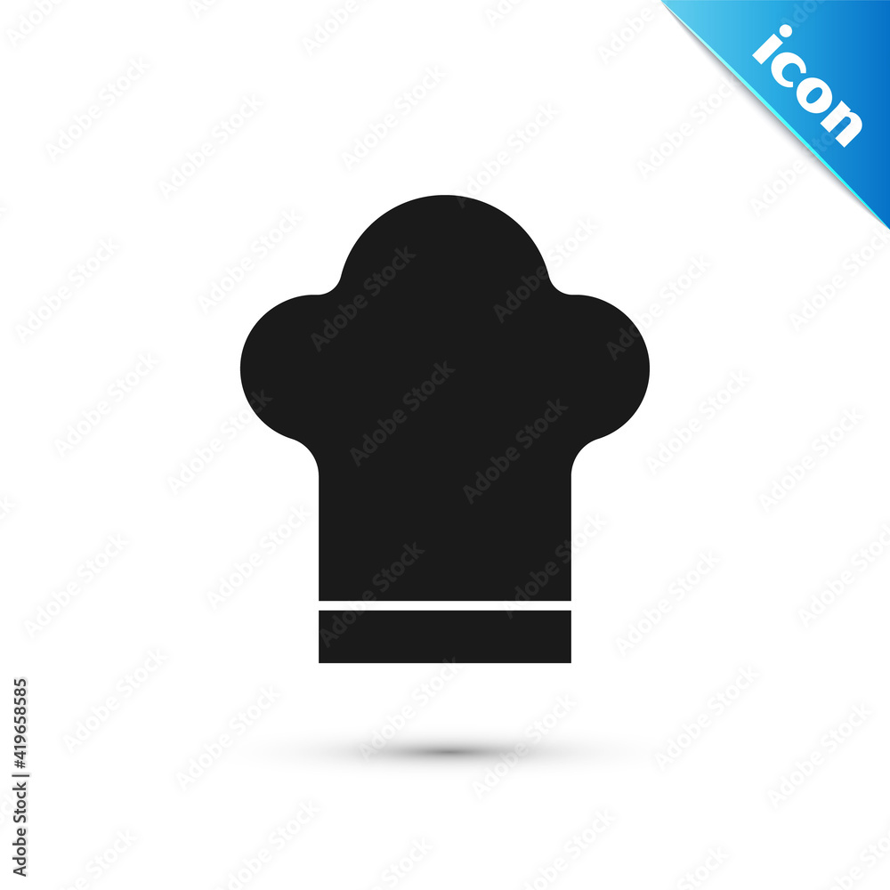 Grey Chef hat icon isolated on white background. Cooking symbol. Cooks hat. Vector.