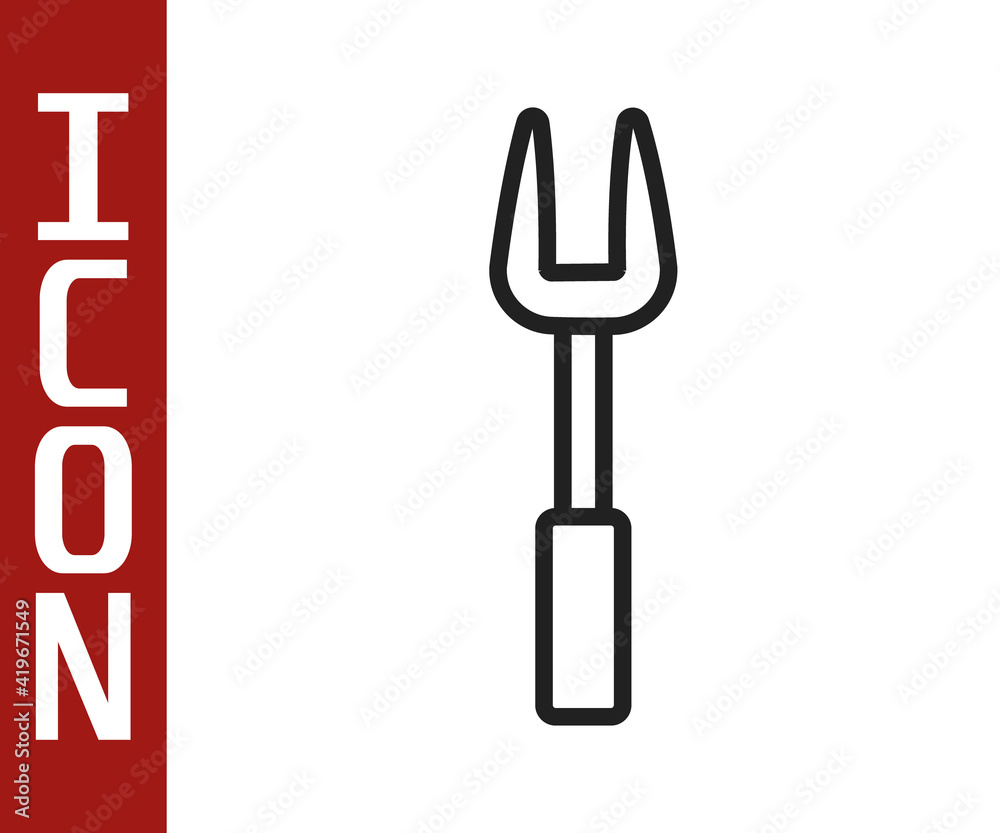 Black line Barbecue fork icon isolated on white background. BBQ fork sign. Barbecue and grill tool. 