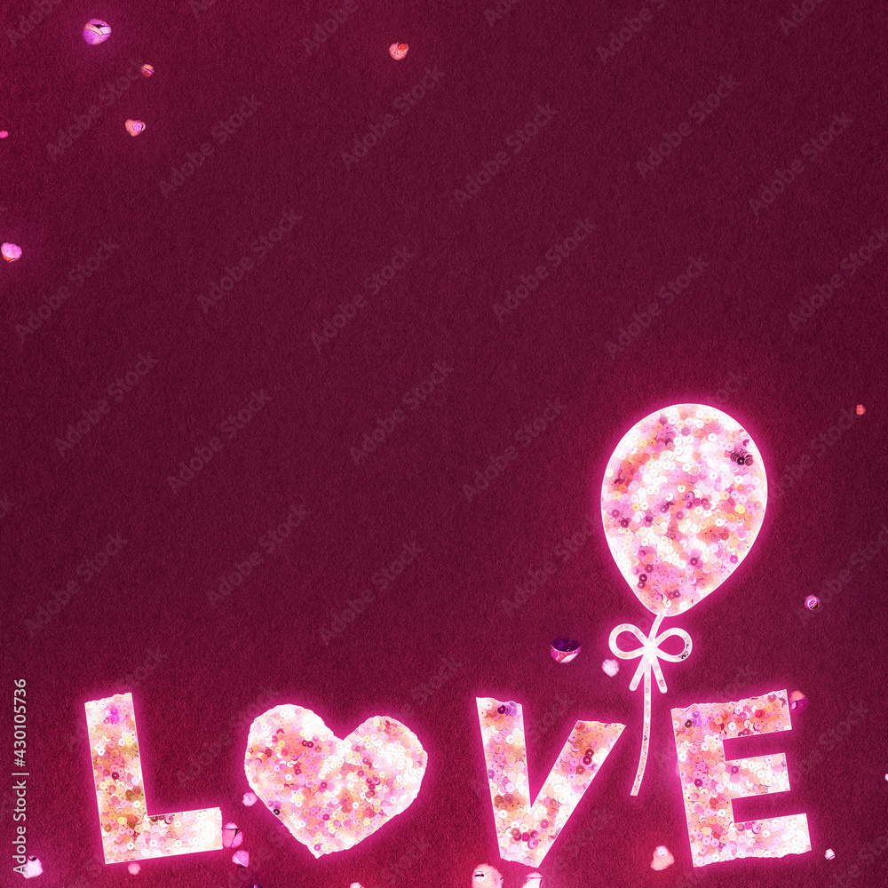 Glittery love border Valentine’s background