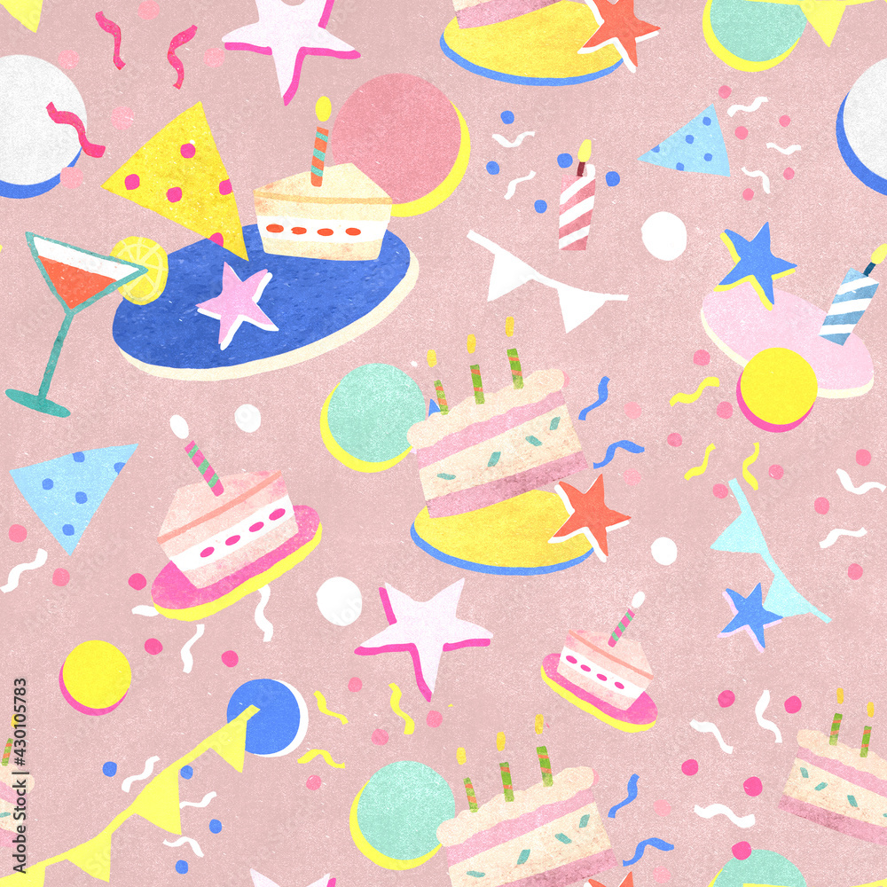 Pink birthday party pattern for kids