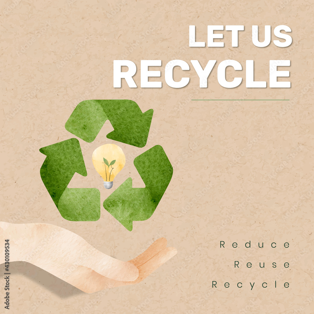 Recycling campaign in watercolor illustration