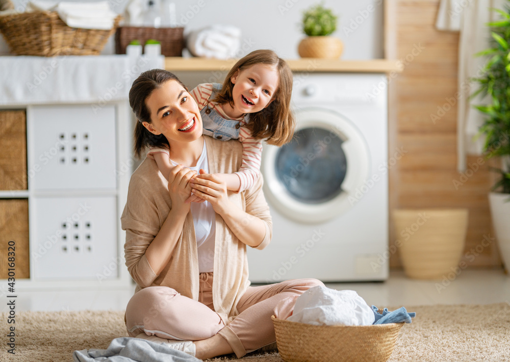 family doing laundry