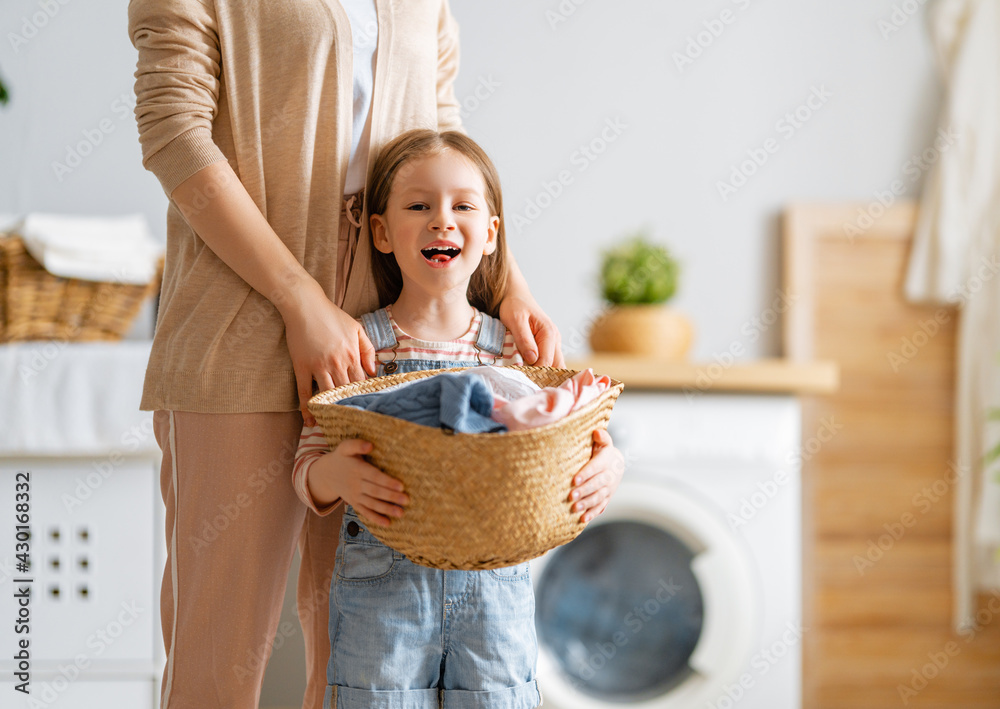 family doing laundry