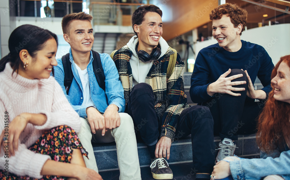 Group of students in campus sitting