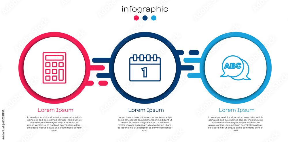 设置行计算器、日历9月1日和字母表。商业信息图模板.Vect